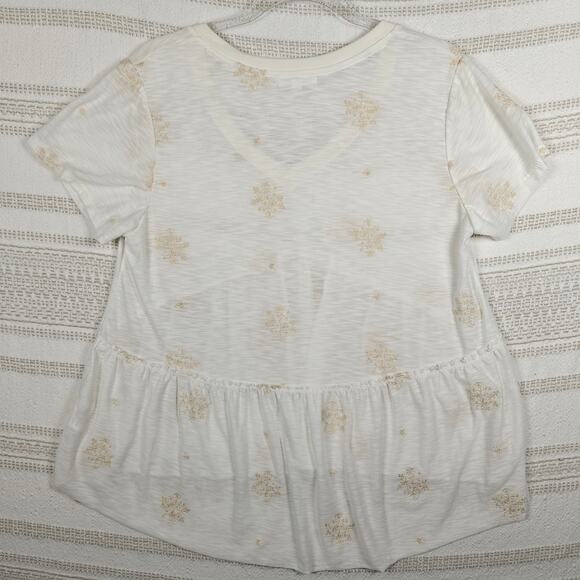 Coco & Jaimeson Off White Beige Embroidered Peplum Top Women’s XL NEW - Picture 2 of 9